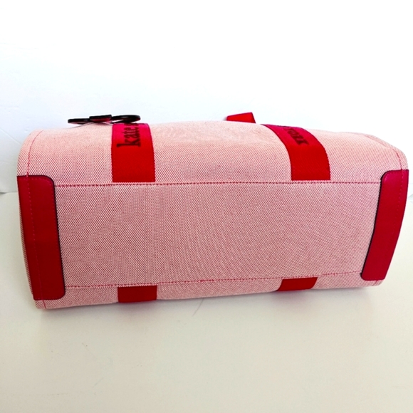 KATE SPADE Pink Kip Large CANVAS TOTE with Spade Charm and Signature Strap - Picture 14 of 17